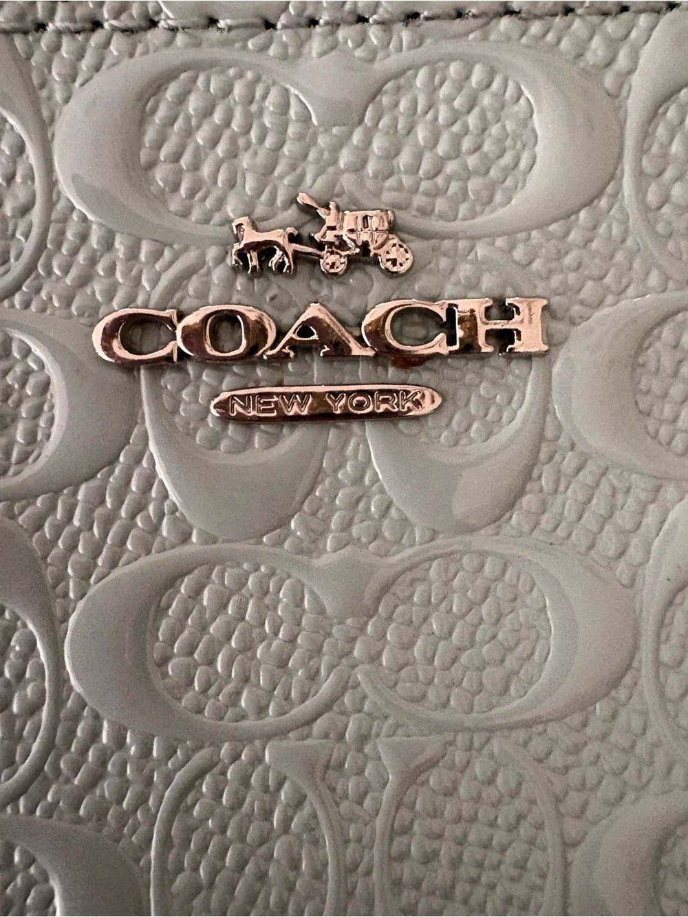 Coach Light Blue Embossed Signature Wristlet
